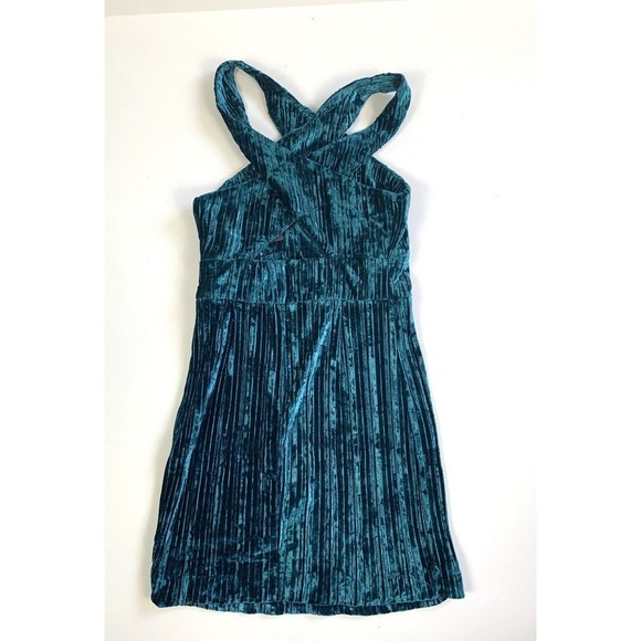 Revolve NBD XXS Abriel Mini Dress Velvet Teal NEW - Picture 3 of 6